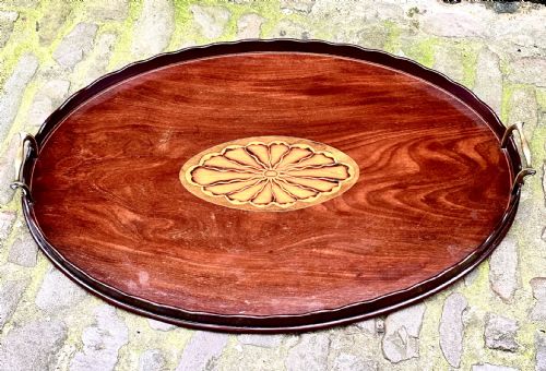 A GEORGE III MAHOGANY INLAID TRAY - ADDITIONAL PHOTO 5