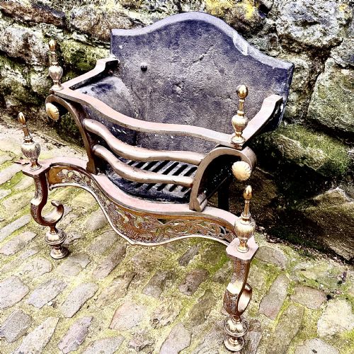 A LATE VICTORIAN ADAM STYLE STEEL FIRE BASKET - ADDITIONAL PHOTO 2