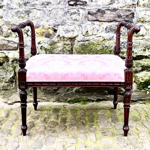 a late 19th century mahogany window seat - CATEGORY: ANTIQUE STOOLS - DATED 1890