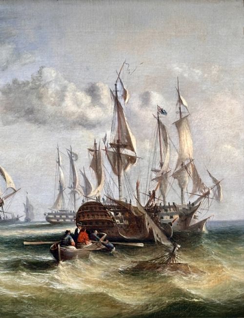 AN EARLY 19TH CENTURY MARINE PAINTING AFTER THE BATTLE - ADDITIONAL PHOTO 3