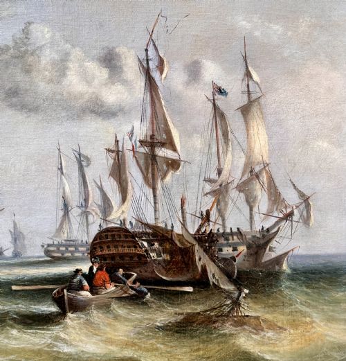 AN EARLY 19TH CENTURY MARINE PAINTING AFTER THE BATTLE - ADDITIONAL PHOTO 4