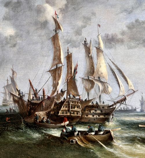 AN EARLY 19TH CENTURY MARINE PAINTING AFTER THE BATTLE - ADDITIONAL PHOTO 5