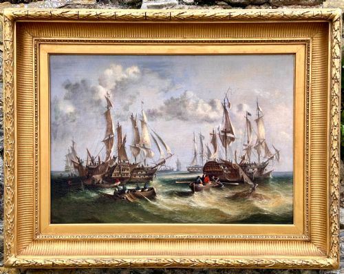 AN EARLY 19TH CENTURY MARINE PAINTING AFTER THE BATTLE - ADDITIONAL PHOTO 7