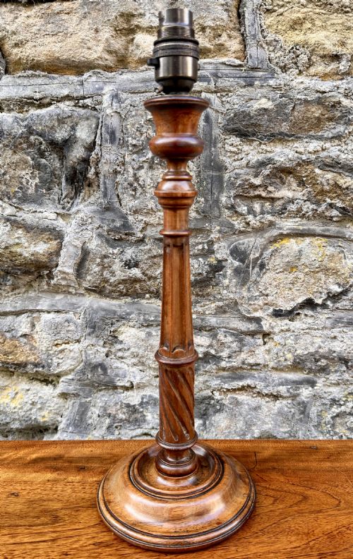 A PAIR OF EARLY 20TH CENTURY MAHOGANY BEDSIDE TABLE LAMPS - ADDITIONAL PHOTO 4