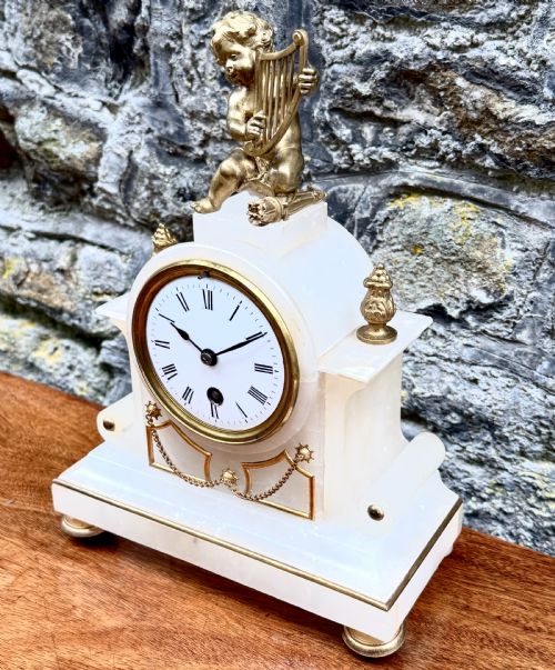 fig 1. A Late 19th Century French Alabaster Mantel Clock