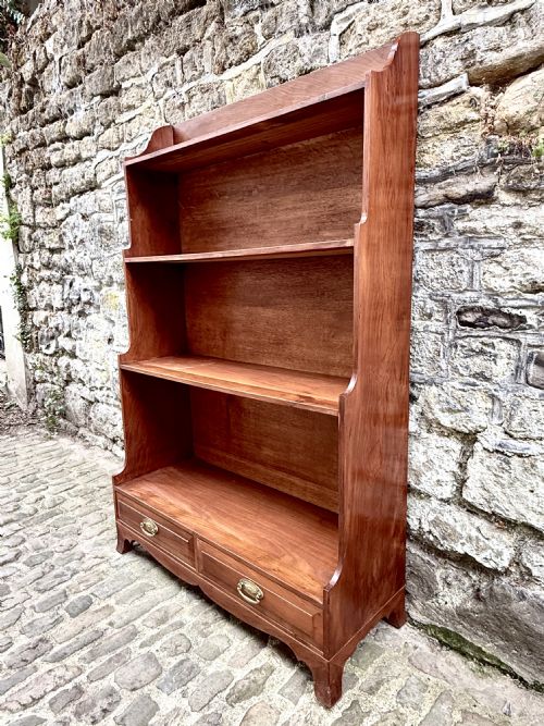 AN EARLY 20TH CENTURY YEW WOOD WATERFALL BOOKCASE - ADDITIONAL PHOTO 3