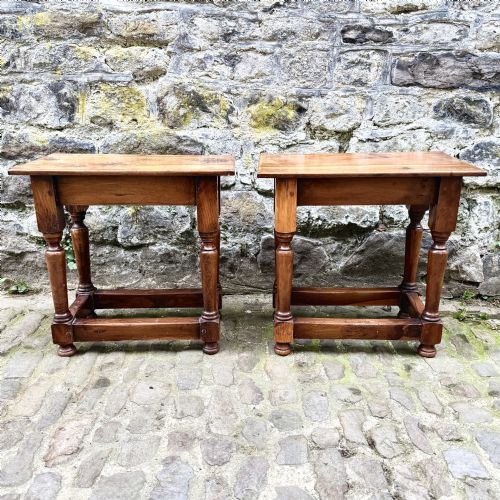 A PAIR OF YEW WOOD JOINT STOOLS - ADDITIONAL PHOTO 1