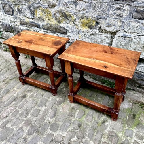 A PAIR OF YEW WOOD JOINT STOOLS - ADDITIONAL PHOTO 2