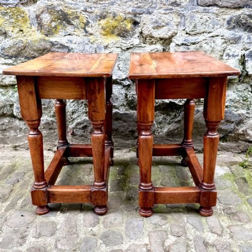 A PAIR OF YEW WOOD JOINT STOOLS - ADDITIONAL PHOTO 4