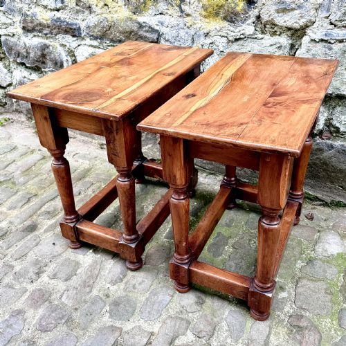 A PAIR OF YEW WOOD JOINT STOOLS - ADDITIONAL PHOTO 5