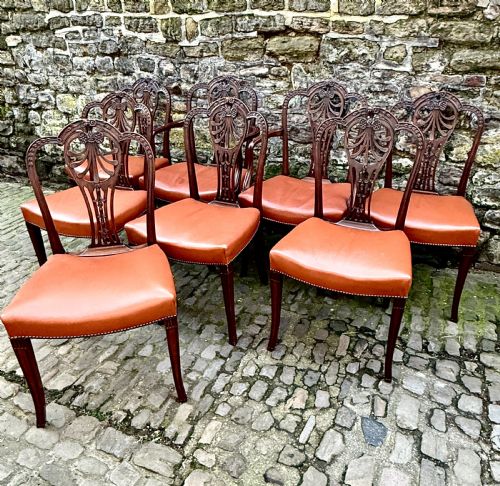 A SET OF EIGHT HEPPLEWHITE DESIGN MAHOGANY DINING CHAIRS - ADDITIONAL PHOTO 1