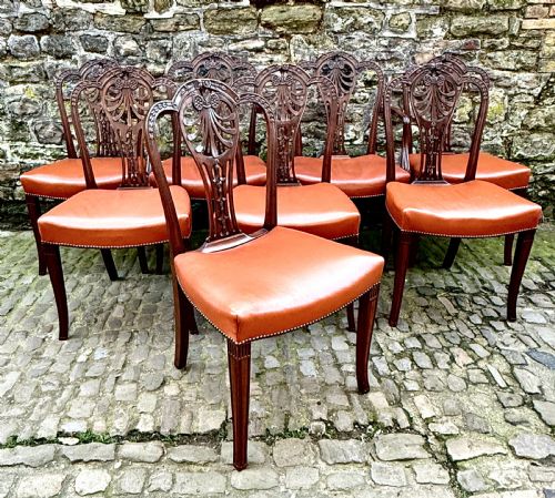 A SET OF EIGHT HEPPLEWHITE DESIGN MAHOGANY DINING CHAIRS - ADDITIONAL PHOTO 12