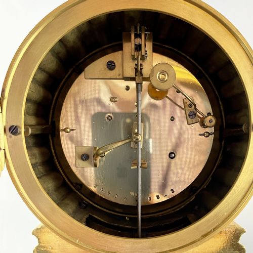 A LATE 19TH CENTURY GILT BRONZE 'DRUMHEAD' MANTEL CLOCK - ADDITIONAL PHOTO 6