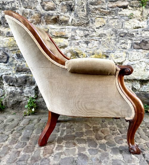 AN EARLY VICTORIAN WALNUT ARMCHAIR - ADDITIONAL PHOTO 7