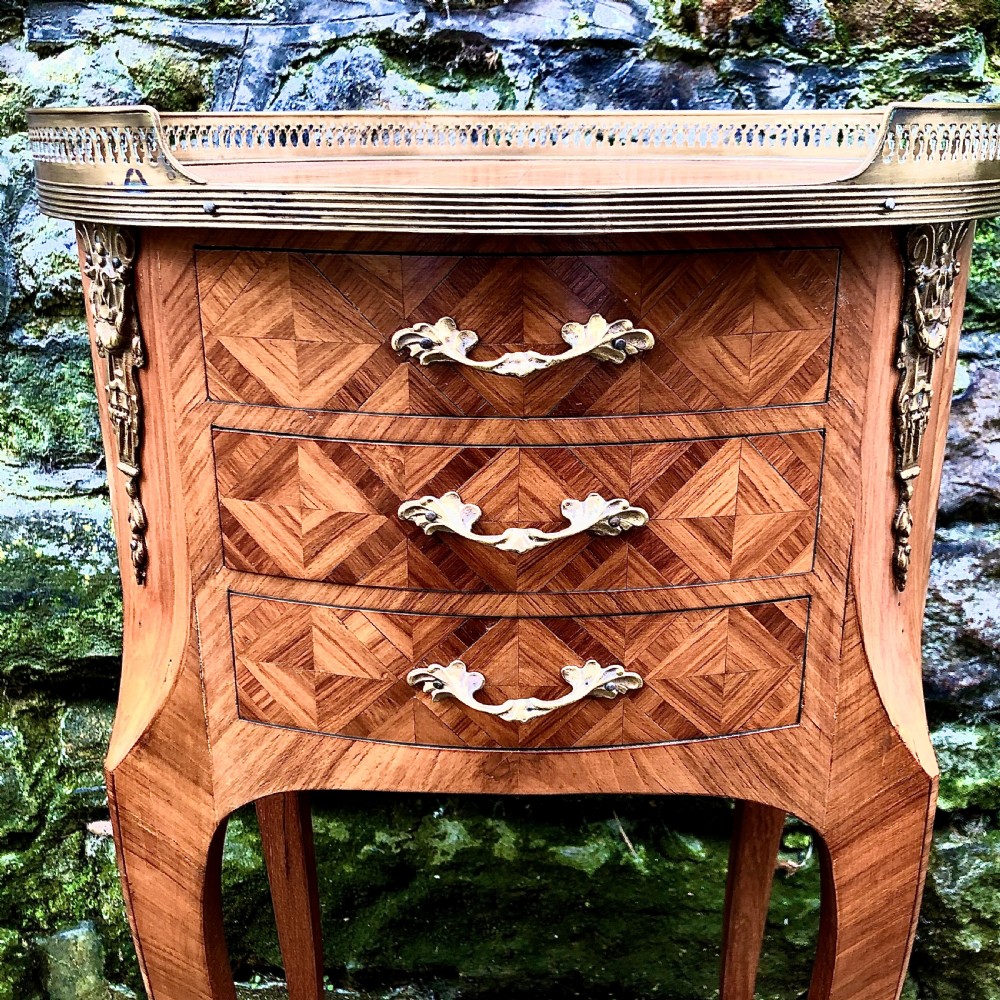 A pair of French Kingwood bedside table or lamp tables View V