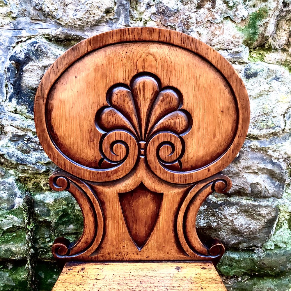A pair of early Victorian oak hall chairs  View IV