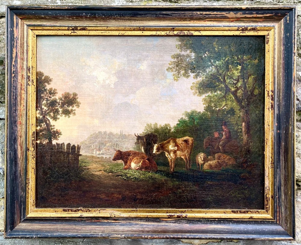 A Georgian oil painting of cattle