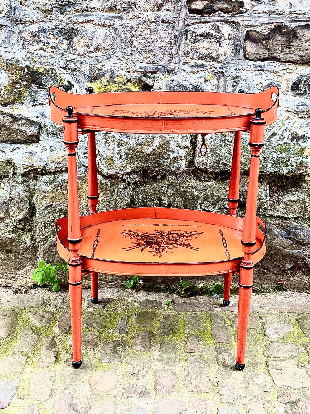 An early 20th century tole peinte two tier table View IV