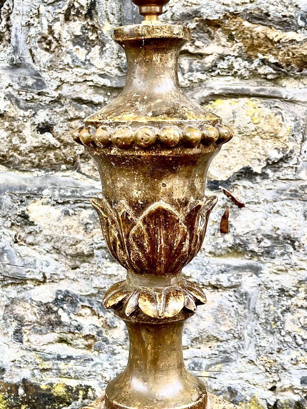 An 18th century Italian painted altar candlestick table lamp View III