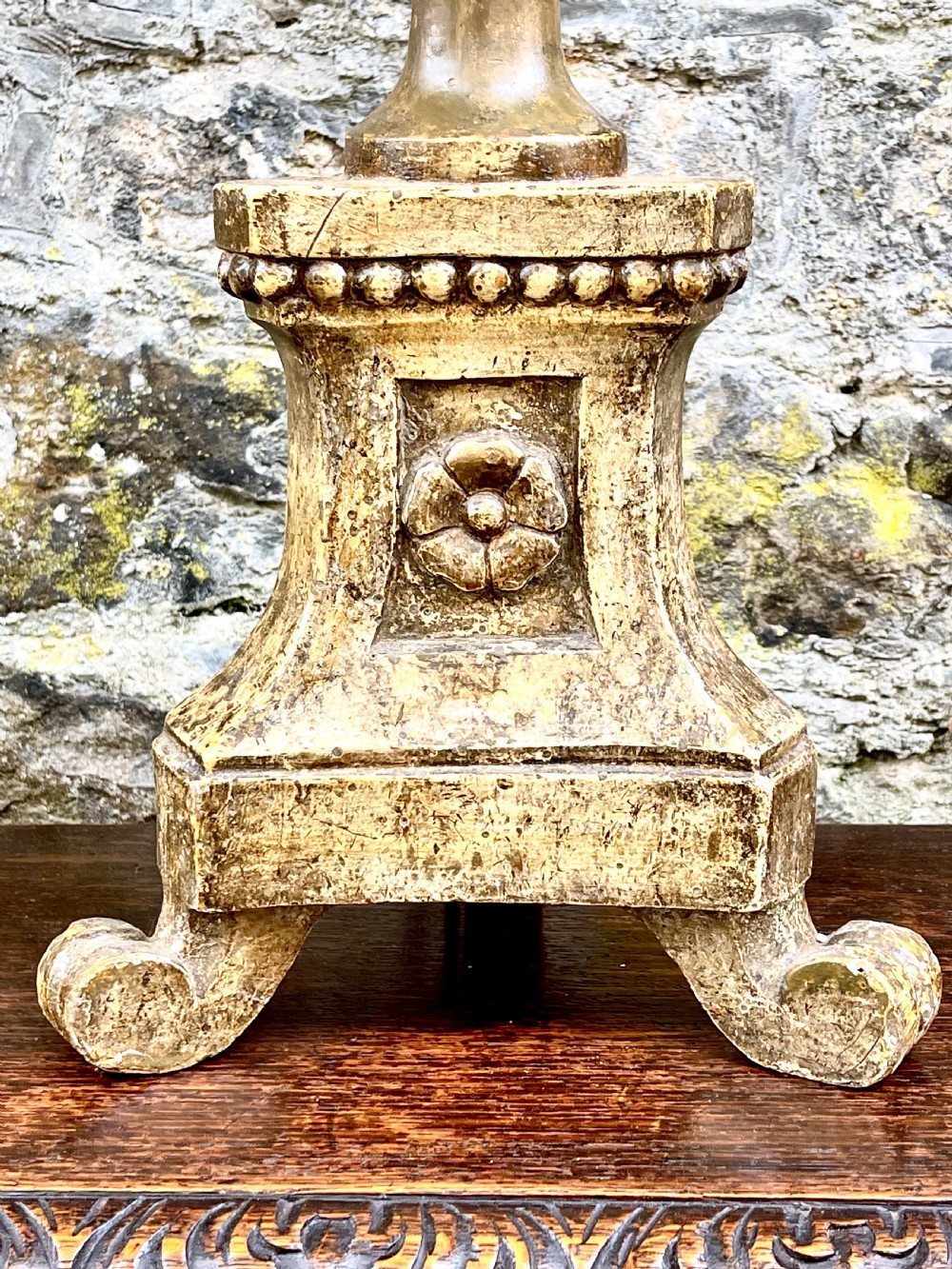 An 18th century Italian painted altar candlestick table lamp View IV