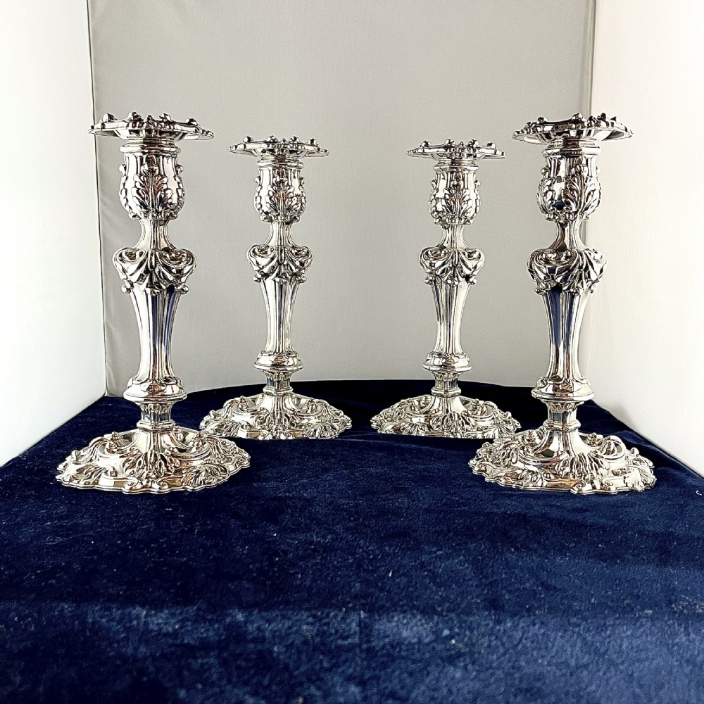 A set of four Old Sheffield Plate candlesticks View X