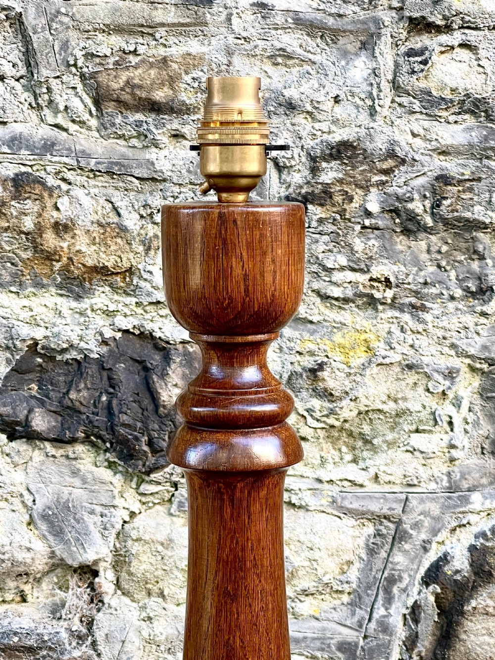 A pair of turned oak table lamps View IV
