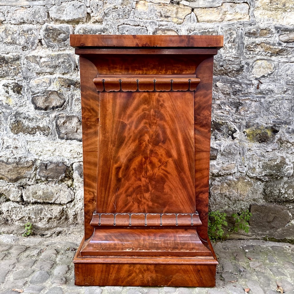 A pair of George IV flame mahogany pedestal cupboards featuring carved mouldings and plinth bases. View III