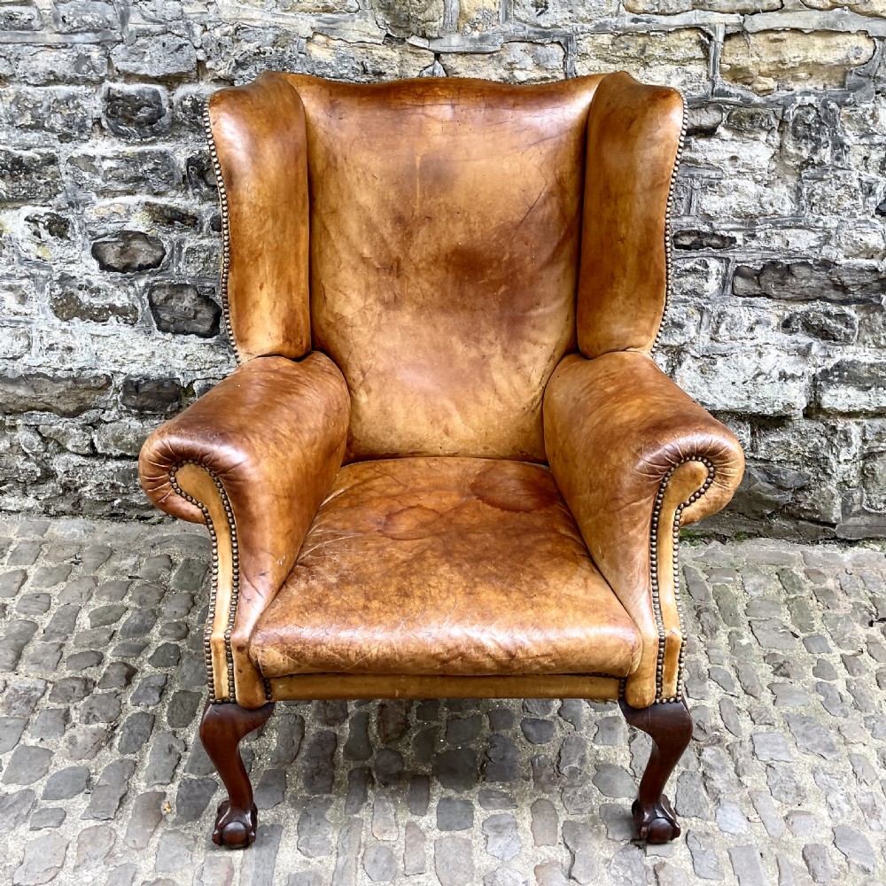 A Late Victorian Leather Wing Armchair