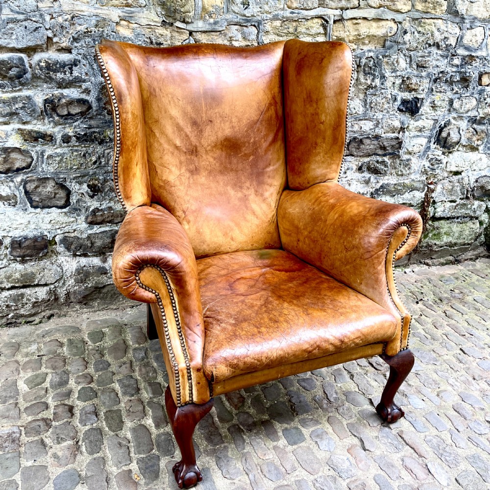 A Late Victorian Leather Wing Armchair View VII