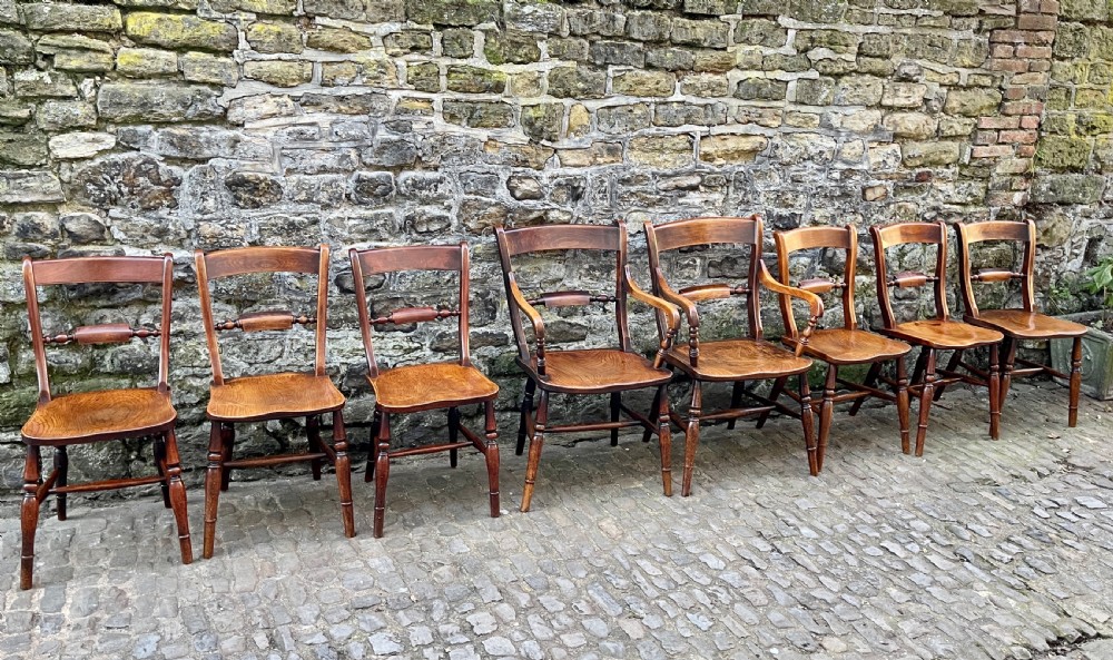 A set of eight mid Victorian kitchen chairs View III