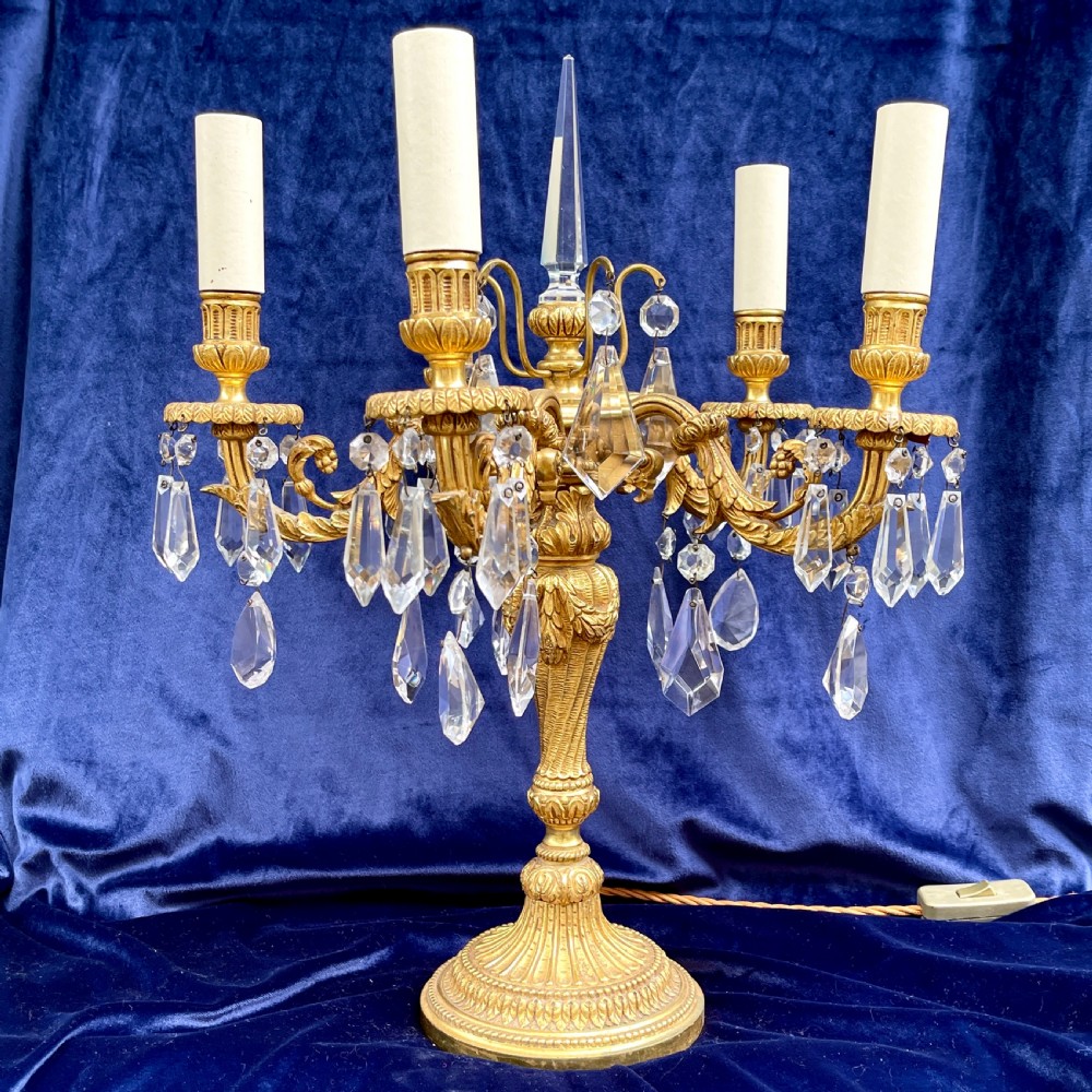 An early 20th Century Gilt Brass Candelabrum Table Lamp