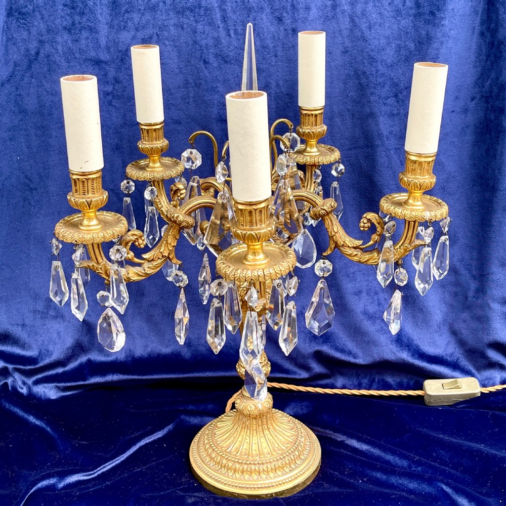 An early 20th Century Gilt Brass Candelabrum Table Lamp View III