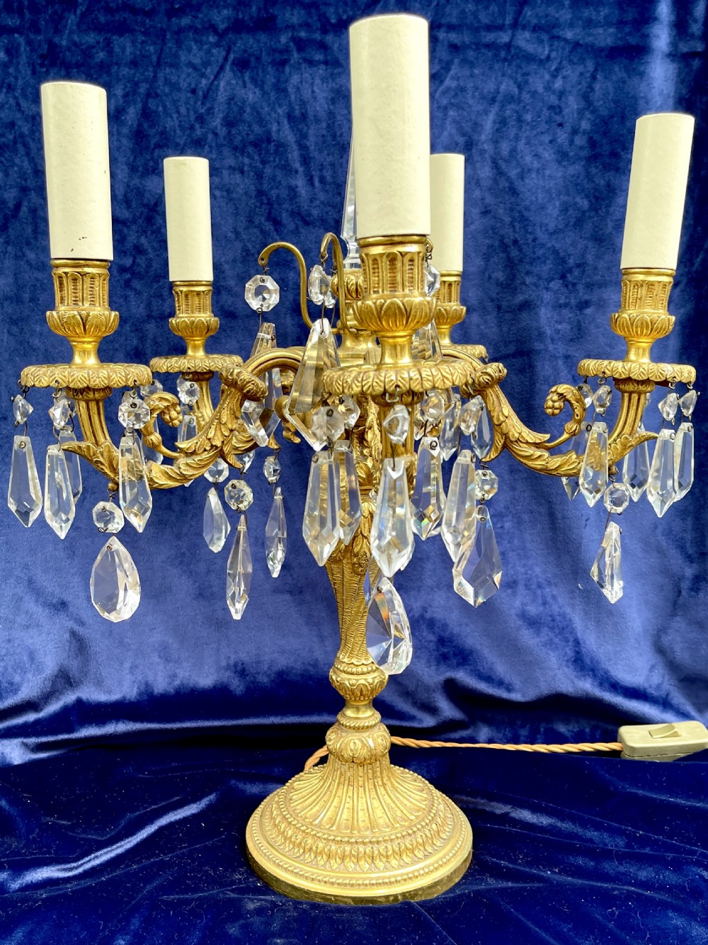 An early 20th Century Gilt Brass Candelabrum Table Lamp View IV