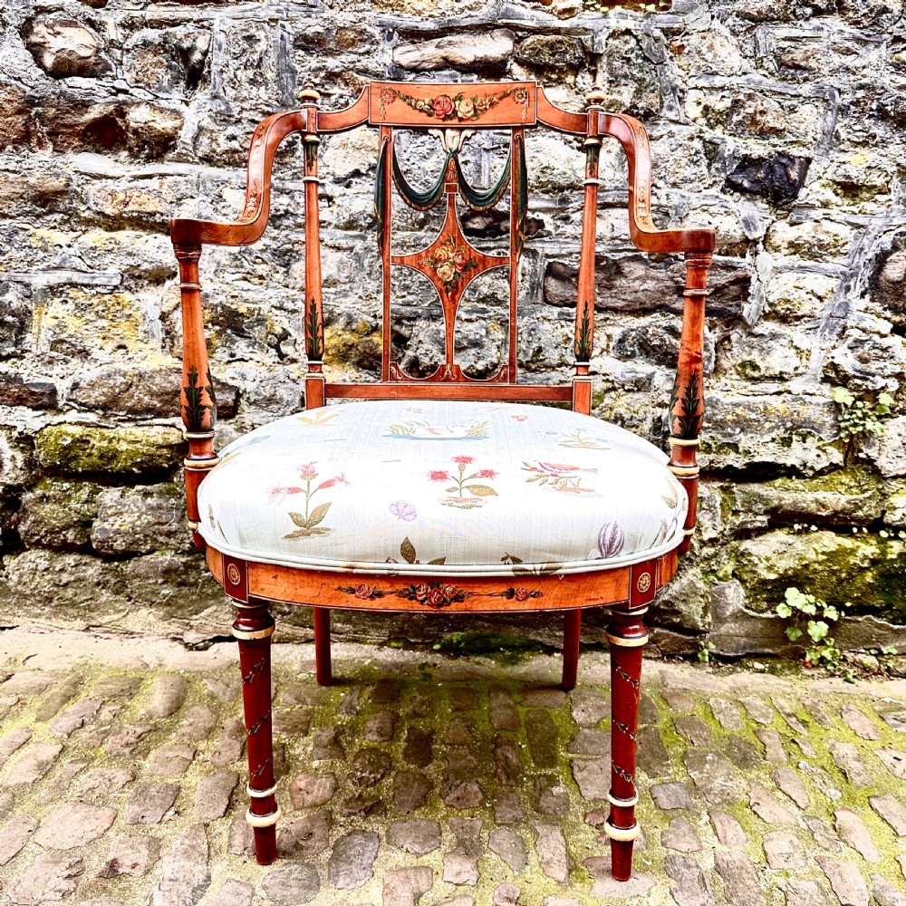 George III Painted Satinwood Elbow Chair View II