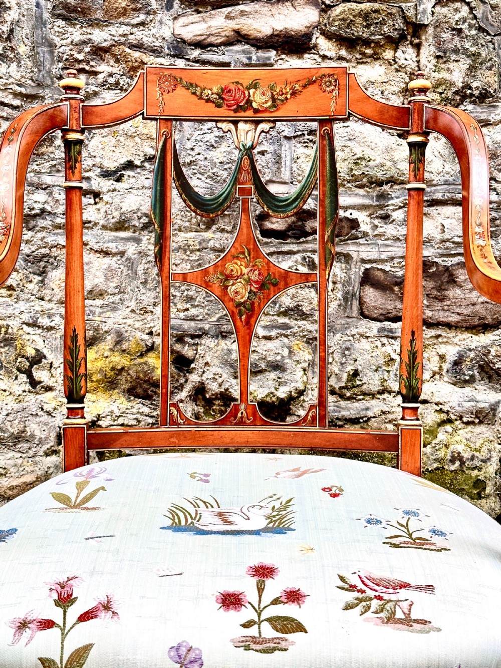 George III Painted Satinwood Elbow Chair View III