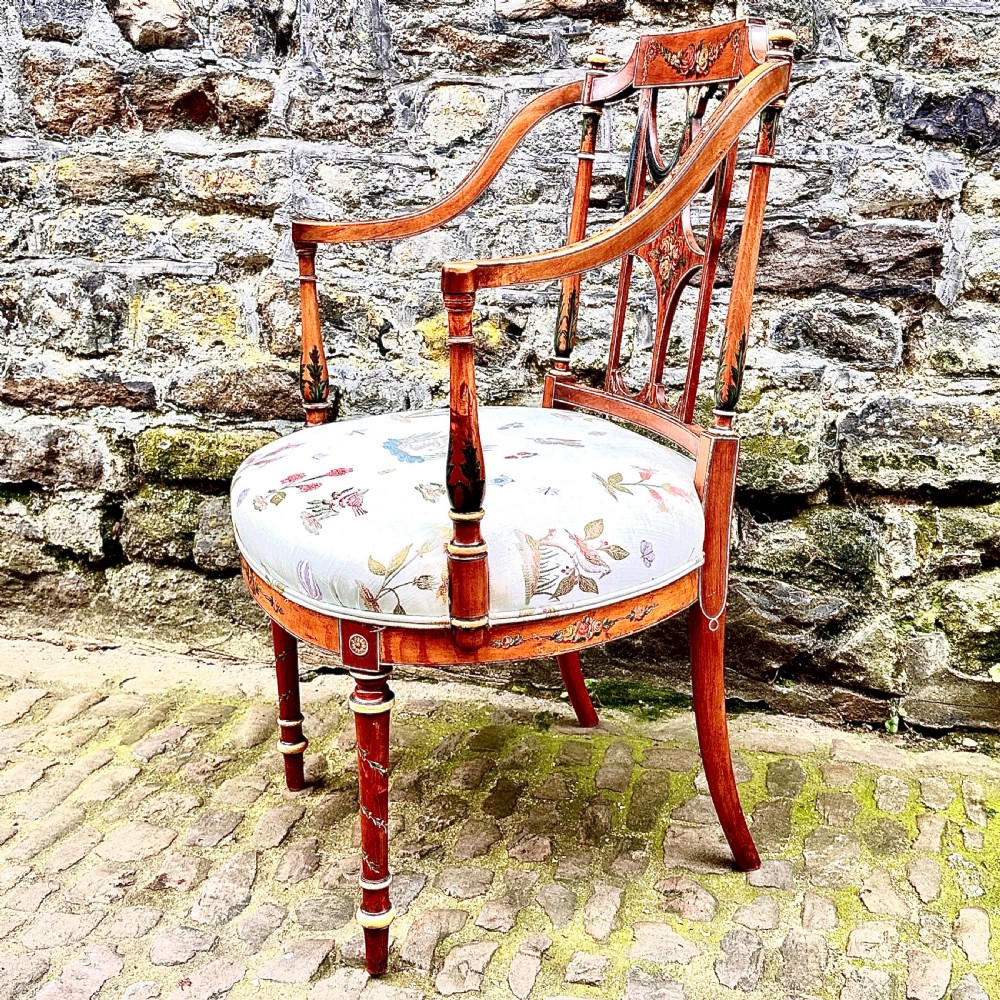 George III Painted Satinwood Elbow Chair View VIII