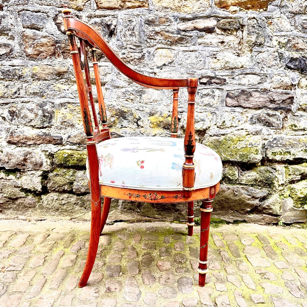 George III Painted Satinwood Elbow Chair View X