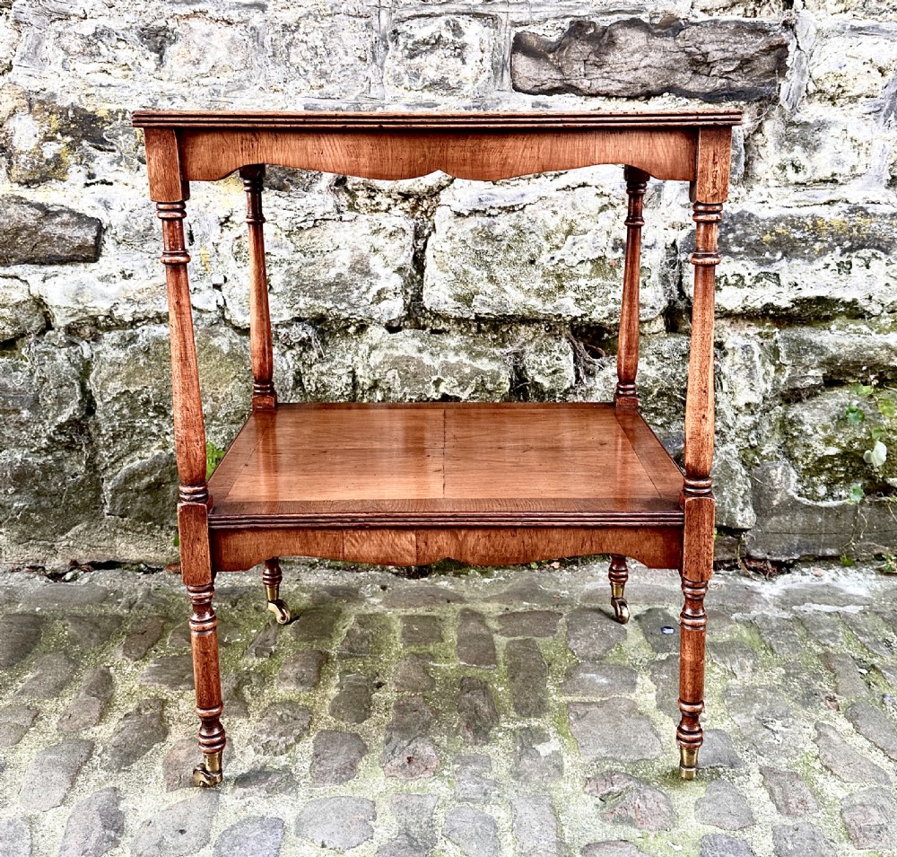 A Pair of Edwardian Yew Wood Two Tier Side Tables View VII