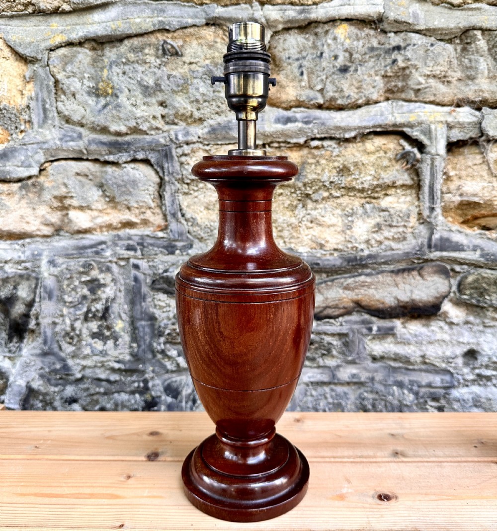 A Pair of Edwardian Turned Walnut Bedside Table Lamps View II