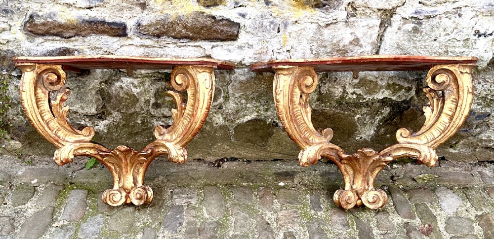 A Pair of 18th Century Italian Giltwood Console Tables View X