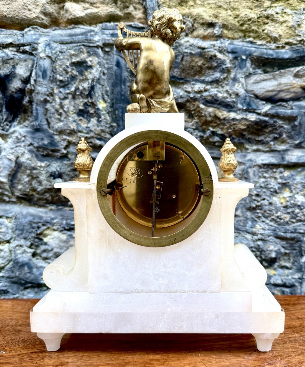 A Late 19th Century French Alabaster Mantel Clock View V