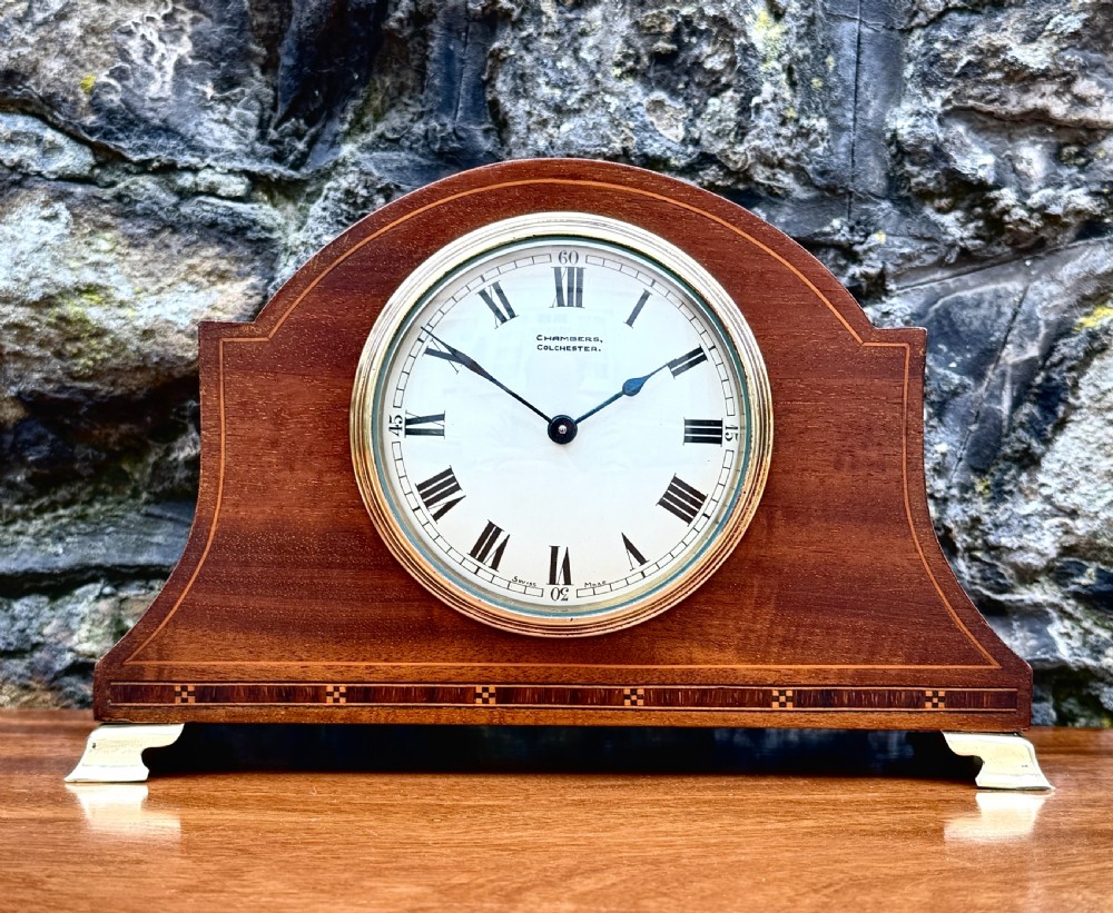 A Small Edwardian Mahogany Mantel Clock Timepiece
