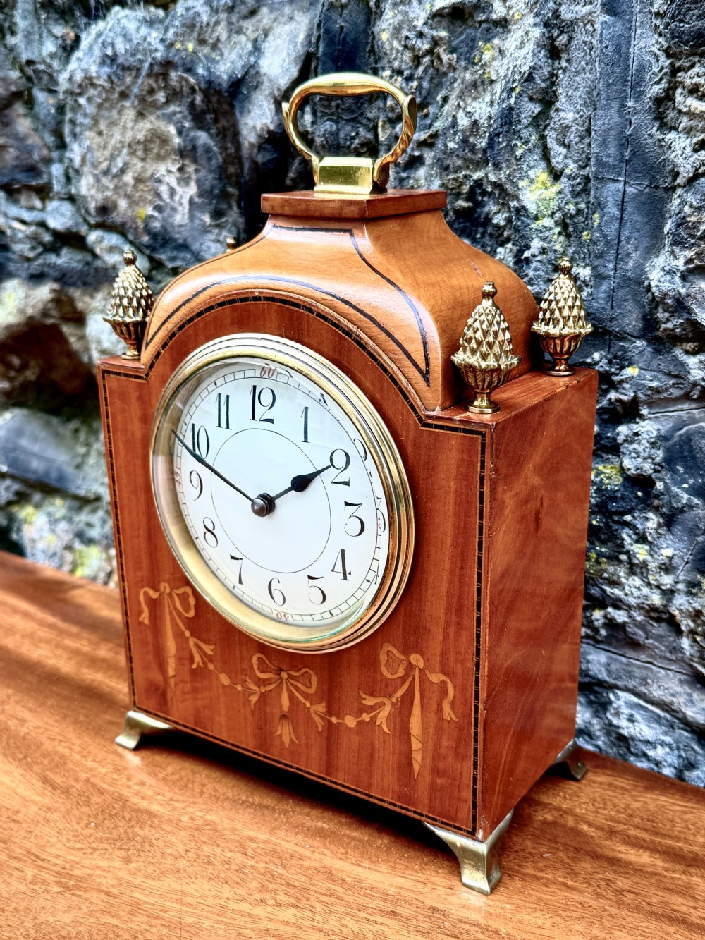 An Edwardian Satinwood Mantel Clock Timepiece View III