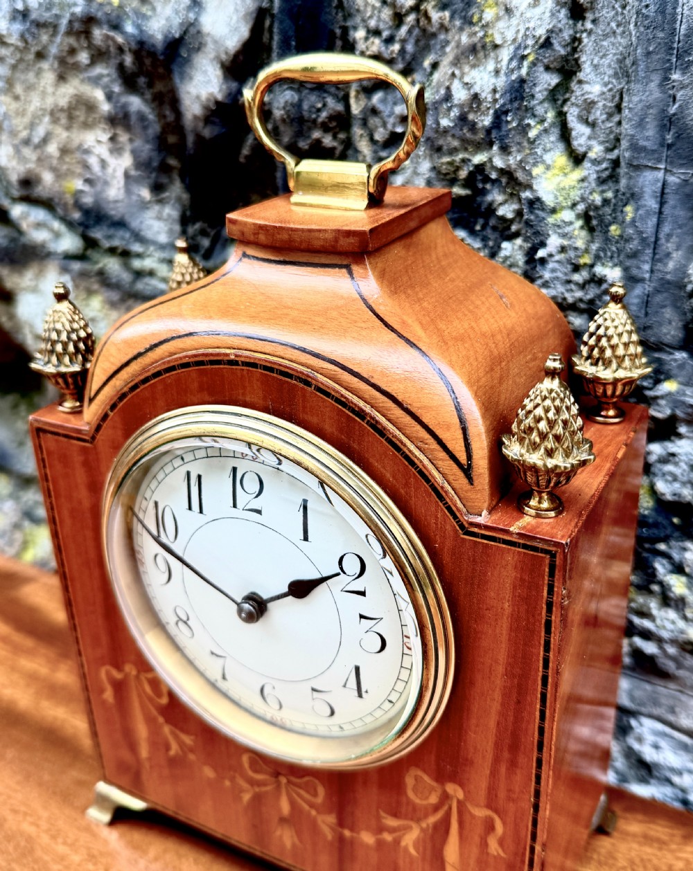 An Edwardian Satinwood Mantel Clock Timepiece View IV