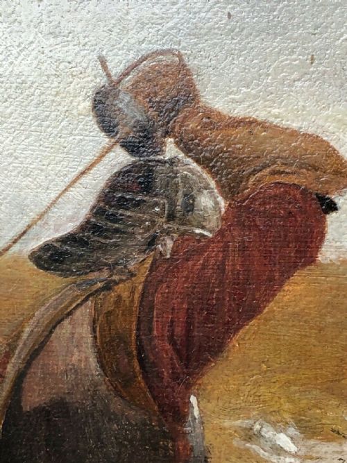 VICTORIAN OIL PAINTING CAVALIER ROUNDHEAD HORSEBACK SWORD SKIRMISH - ADDITIONAL PHOTO 2