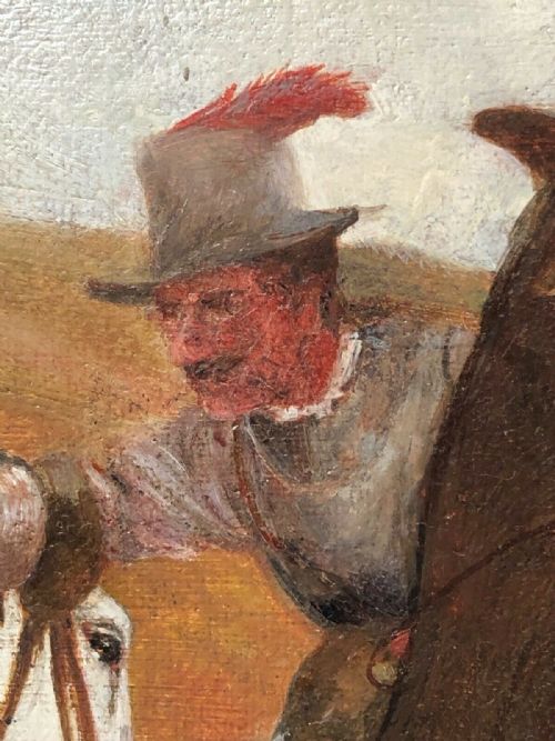 VICTORIAN OIL PAINTING CAVALIER ROUNDHEAD HORSEBACK SWORD SKIRMISH - ADDITIONAL PHOTO 5