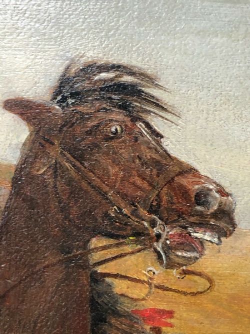 VICTORIAN OIL PAINTING CAVALIER ROUNDHEAD HORSEBACK SWORD SKIRMISH - ADDITIONAL PHOTO 9