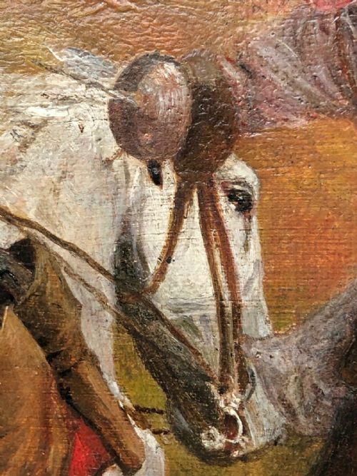 VICTORIAN OIL PAINTING CAVALIER ROUNDHEAD HORSEBACK SWORD SKIRMISH - ADDITIONAL PHOTO 10