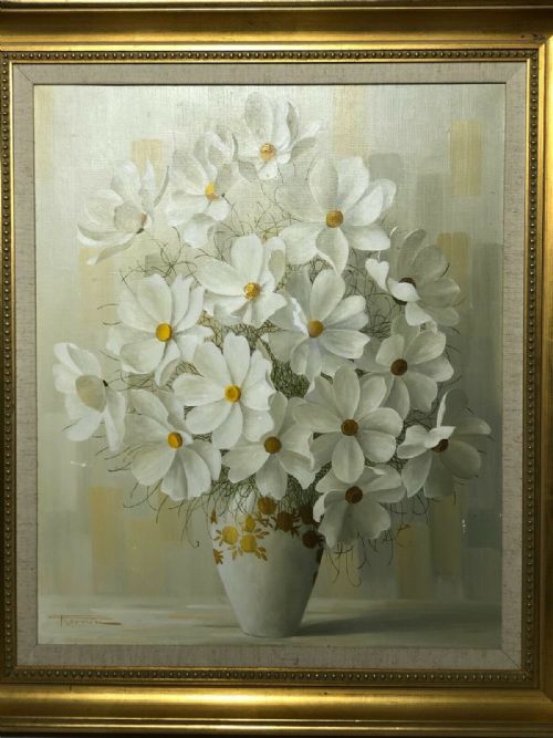 OIL PAINTING STILL LIFE BOUQUET FLOWERS SIGNED ELIZABETH ROUVIERE - ADDITIONAL PHOTO 1