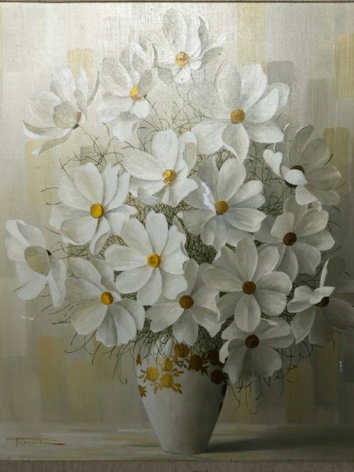 OIL PAINTING STILL LIFE BOUQUET FLOWERS SIGNED ELIZABETH ROUVIERE - ADDITIONAL PHOTO 2